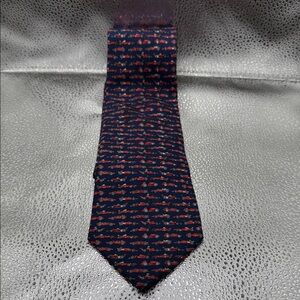 Salvatore Ferragamo Dark Blue and Red Race Cars Tie